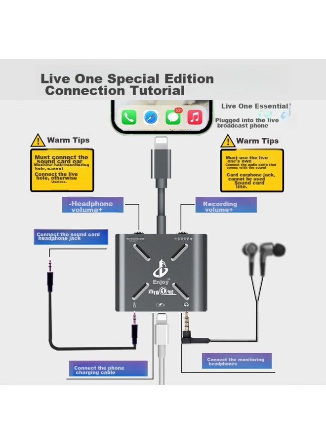 Live Stream No.1 Gray Apple Version, Mobile Otg Transfer Adapter, Mobile Singing, Recording, Internal And External Sound Card, Speaker Adapter, Lightning Interface - Image 2
